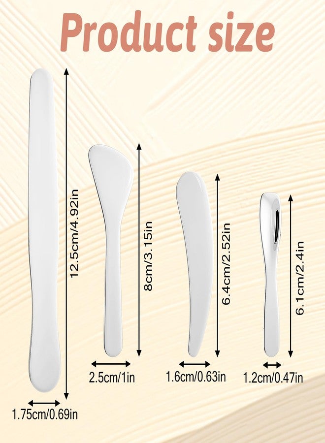 JIYIN 4 PCS Mini Metal Makeup Spatula, 4 Styles Multi-functional Stainless Steel Cosmetic Spatula Reusable Skin Care Cosmetic Spatulas Facial Applicator Tool for Face Mask Cream Lotions Moisturizers - Image 2